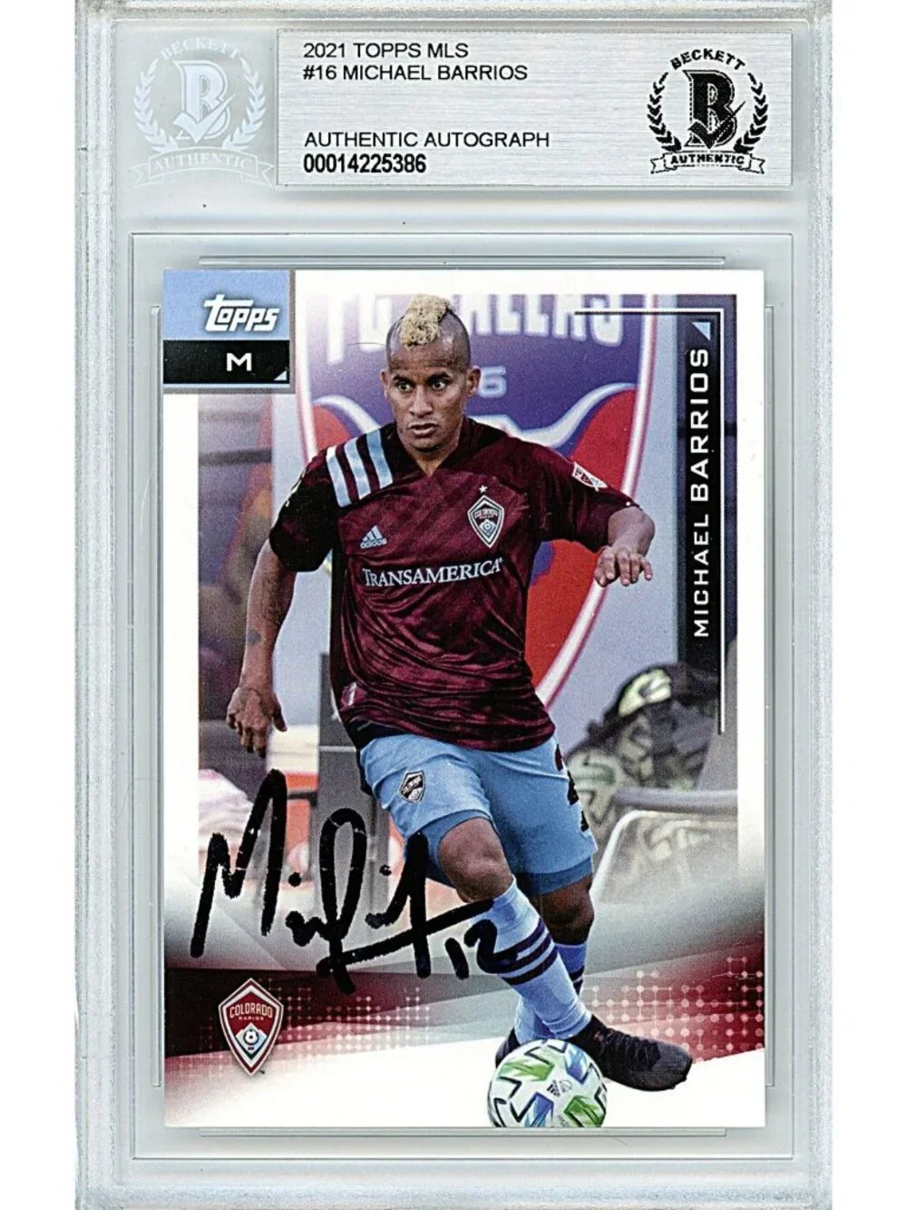 Michael Barrios Signed 2021 Topps MLS Soccer Card Beckett BAS Autograph Slab